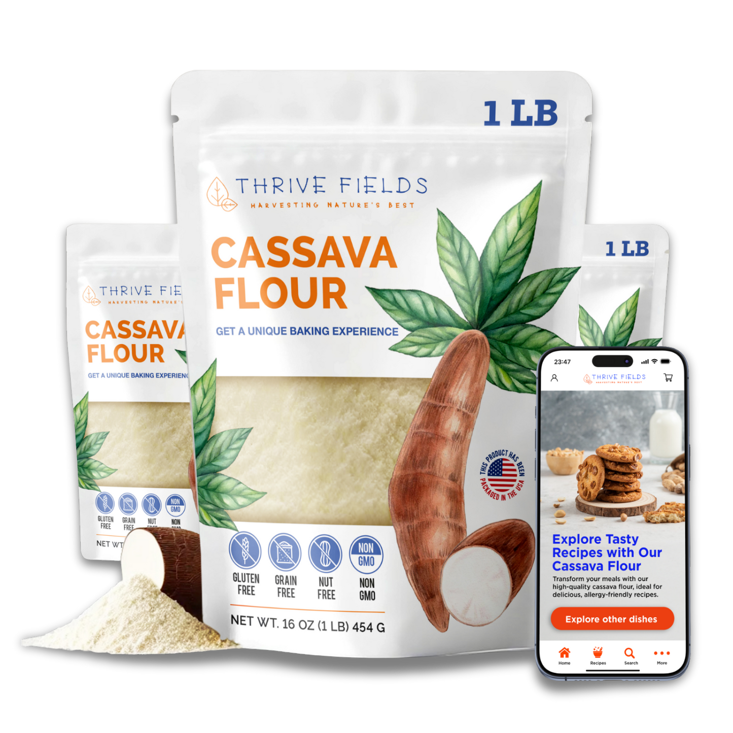 Premium Cassava Flour – Gluten-Free, Grain-Free, Nut-Free, All-Purpose Alternative for Baking & Cooking – Paleo, Keto, Vegan Friendly