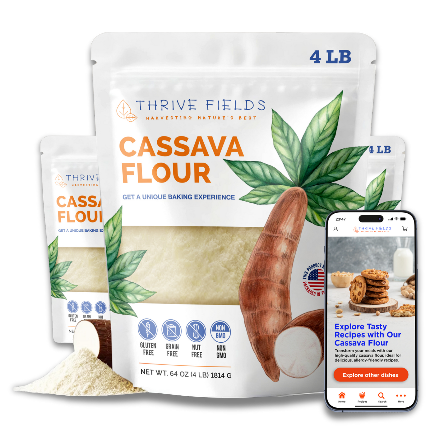 Premium Cassava Flour – Gluten-Free, Grain-Free, Nut-Free, All-Purpose Alternative for Baking & Cooking – Paleo, Keto, Vegan Friendly