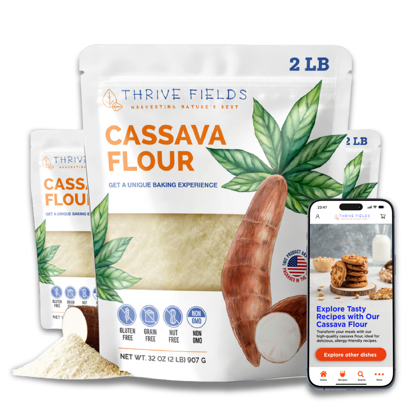Premium Cassava Flour – Gluten-Free, Grain-Free, Nut-Free, All-Purpose Alternative for Baking & Cooking – Paleo, Keto, Vegan Friendly